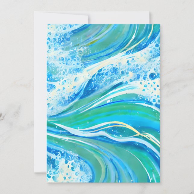 Blue Water Ocean Sea Waves   Holiday Card (Front)
