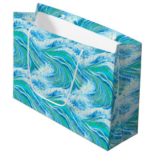 Blue Water Ocean Sea Waves   Large Gift Bag