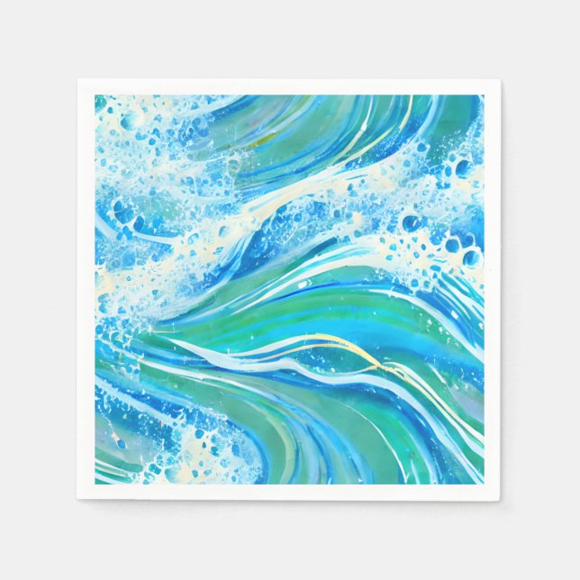 Blue Water Ocean Sea Waves  Napkin (Front)