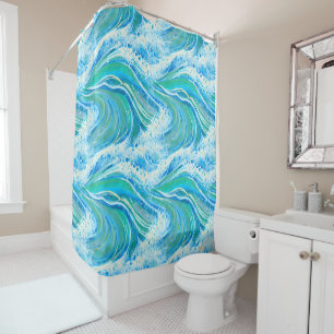 Blue Water Ocean Sea Waves   Shower Curtain