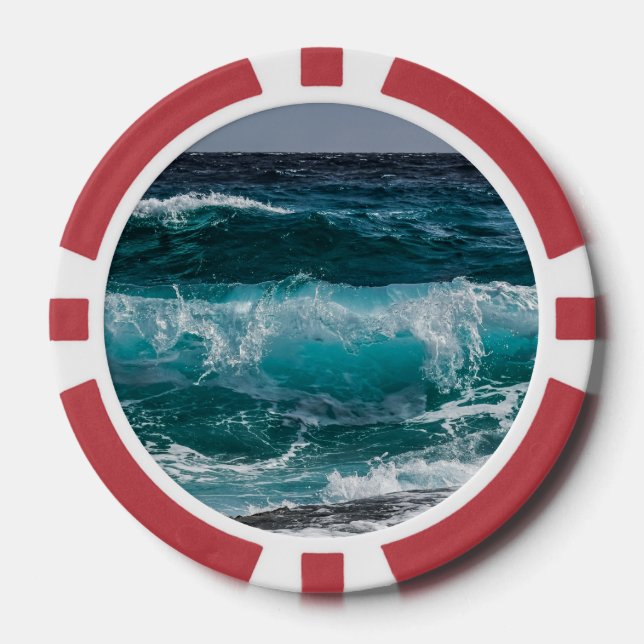 Blue Water Ocean Waves Poker Chips (Front)