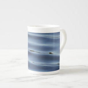 Blue water pattern bone china mug