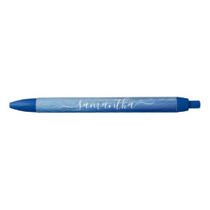 Blue Water Photo Girly Signature Name Blue Ink Pen