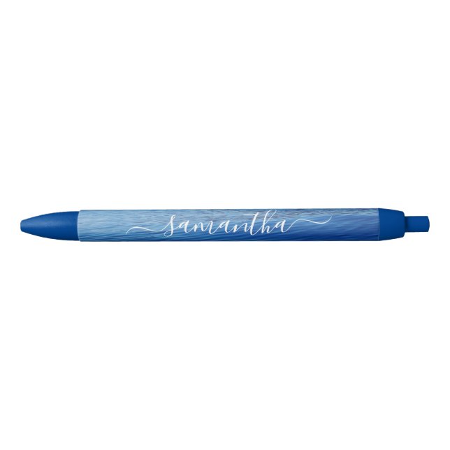 Blue Water Photo Girly Signature Name Blue Ink Pen (Front)