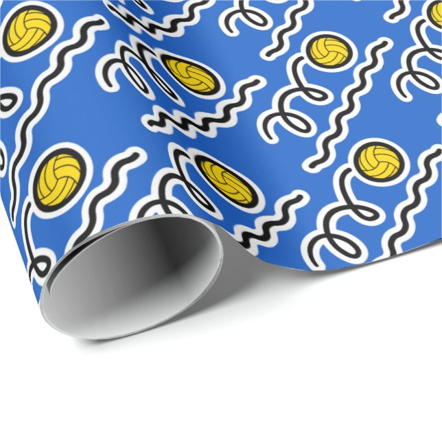 Blue water polo sports Christmas wrapping paper (Roll Corner)