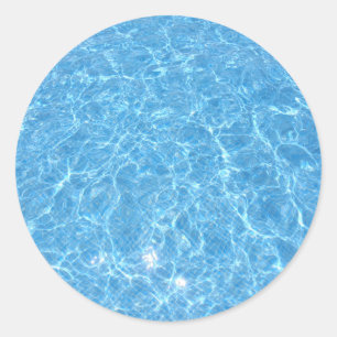 Blue Water Pool Elegant Trendy Blank Template Classic Round Sticker