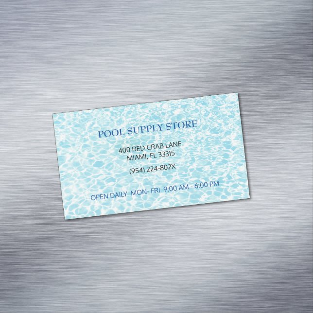 Blue Water Pool supply store/ pool repair  Magnetic Business Card (In Situ)