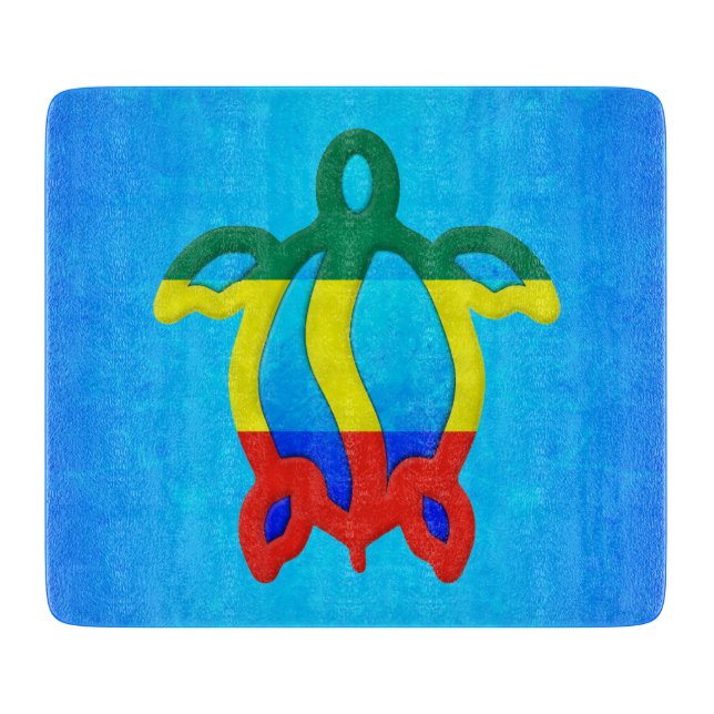 Blue Water Rasta Honu Cutting Board (Front)