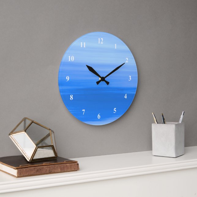 Blue water sea ocean large clock (Office)