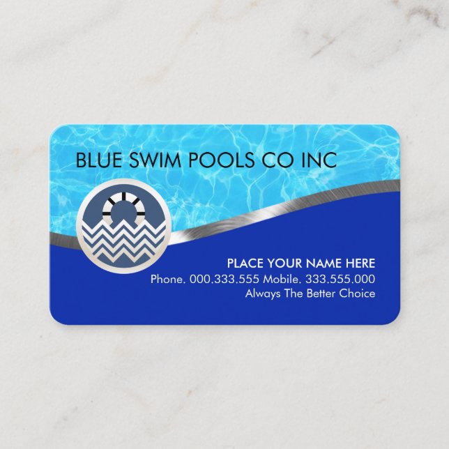 Blue Water Silver Pool Lining Business Card (Front)