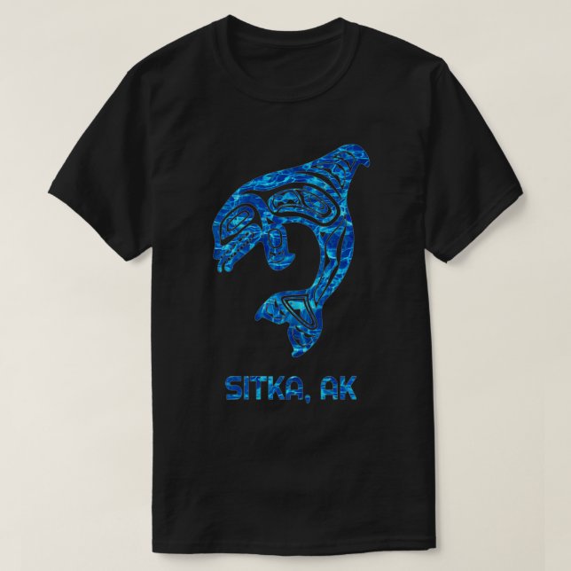 Blue Water Sitka Alaska SE Native American Orca Ki T-Shirt (Design Front)