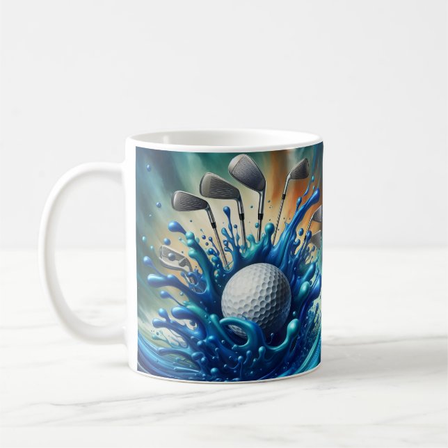 Blue Water Splash Golf Coffee Mug (Left)
