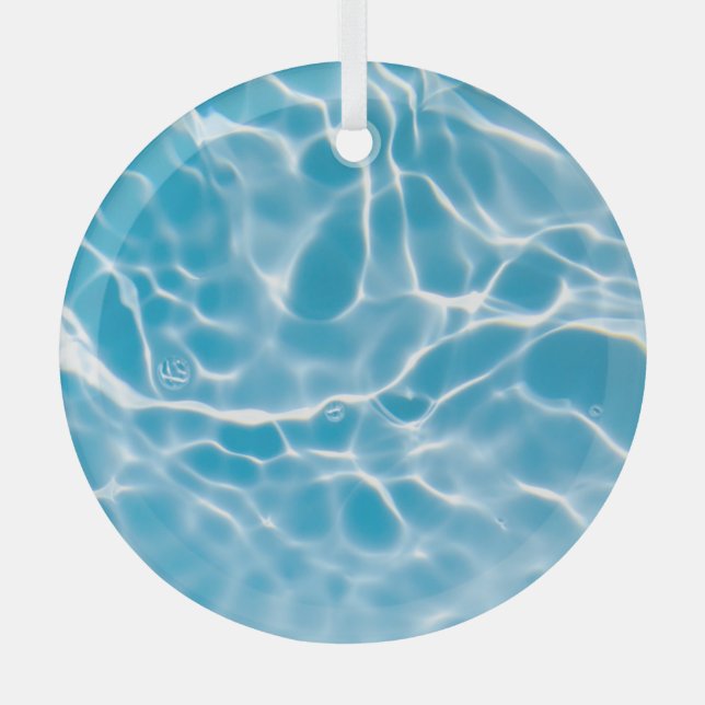 Blue water surface, nature abstract glass tree decoration (Front)