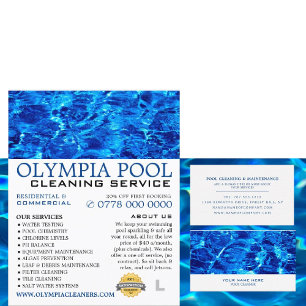 Blue Water, Swimming Pool Cleaner Business Card
