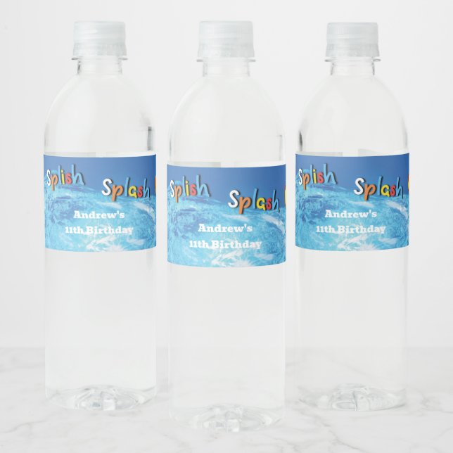 Blue Water Swimming Pool Party  Water Bottle Label (Bottles)