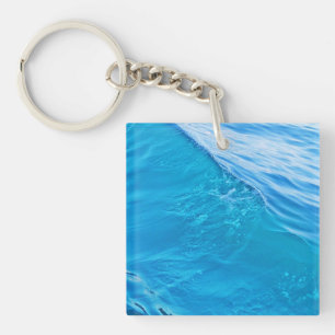 Blue water wave key ring