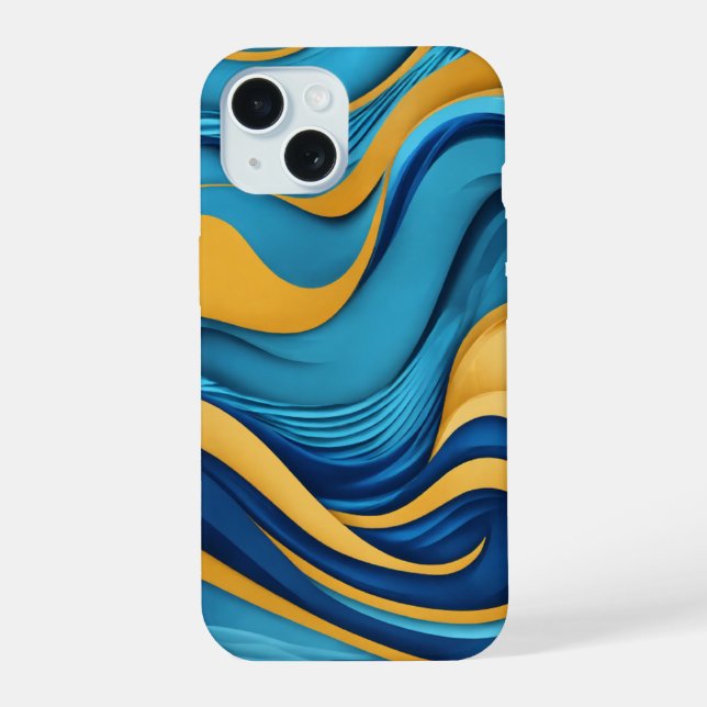 Blue Water Wave Pattern iPhone Case – Flowing Eleg (Back)