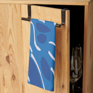 Blue Water Waves Abstract Pattern Tea Towel