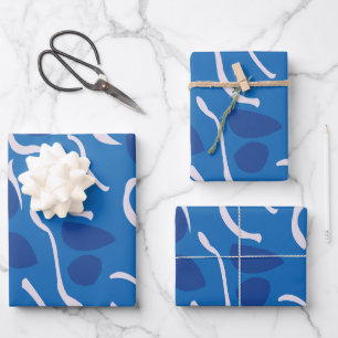 Blue Water Waves Abstract Pattern Wrapping Paper Sheet