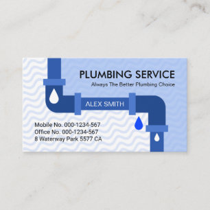 Blue Water Waves Leaking Pipe Plumbing Business Card