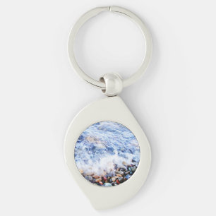 Blue water waving key ring