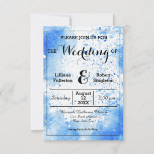 Blue Watercolor - 3x5 Wedding Invitation