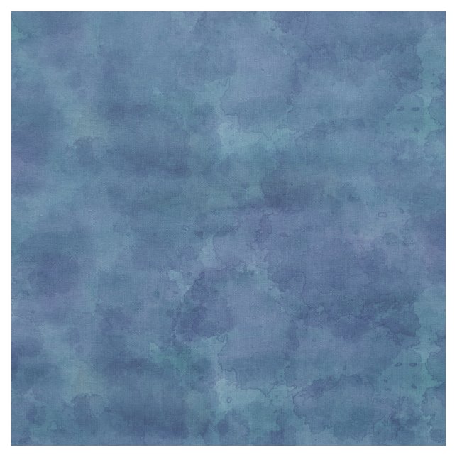 Blue Watercolor Abstract Clouds Pattern Fabric (Swatch)