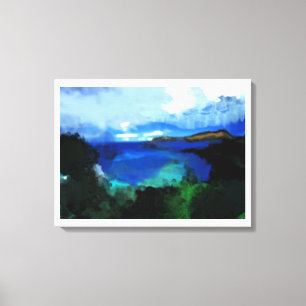 Blue Watercolor Abstract Landscape Canvas Print