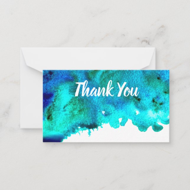 Blue watercolor abstract ocean design card (Front)