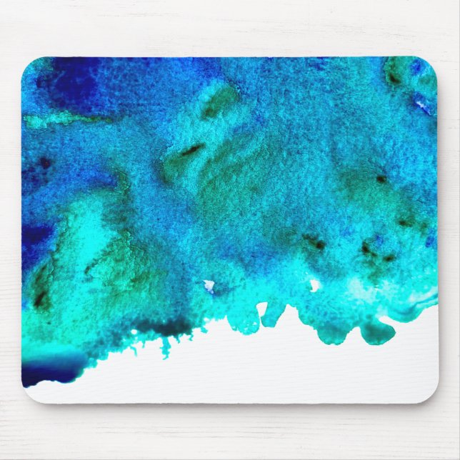 Blue watercolor abstract ocean design mouse mat (Front)