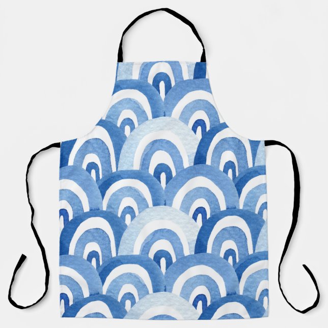 Blue Watercolor: Abstract Sea Waves Apron (Front)