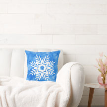 Blue Watercolor Abstract Snowflake