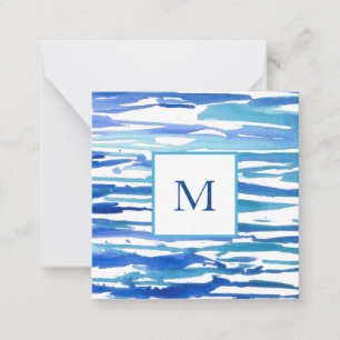 Blue Watercolor Abstract Stripes Card