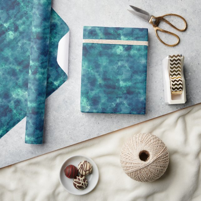 Blue Watercolor Abstraction   Wrapping Paper (Crafts)