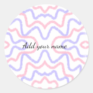 Blue watercolor add name text message here lines classic round sticker