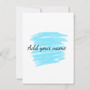 Blue watercolor add name text message here throw  card