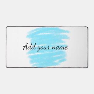 Blue watercolor add name text message here throw  desk mat