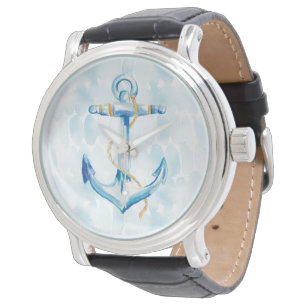 Blue Watercolor Anchor Watch