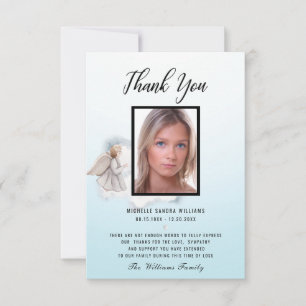Blue Watercolor Angel Memorial Photo Card