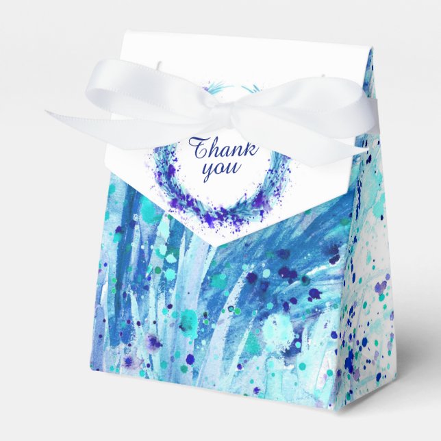 Blue watercolor art thank you gift box (Front Side)
