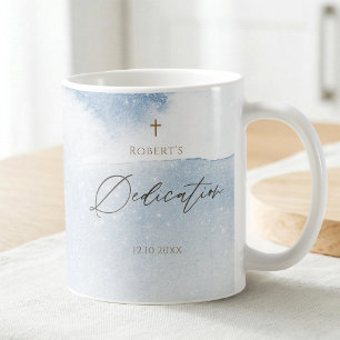 Blue Watercolor Baby Boy Dedication Coffee Mug