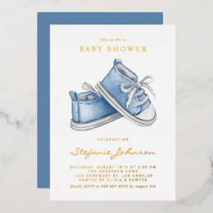 Blue Watercolor Baby Shoes It's a Boy Baby Shower