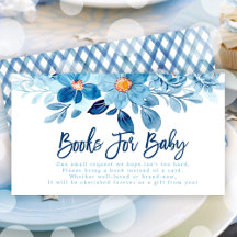 Blue Watercolor Baby Shower Book Request 