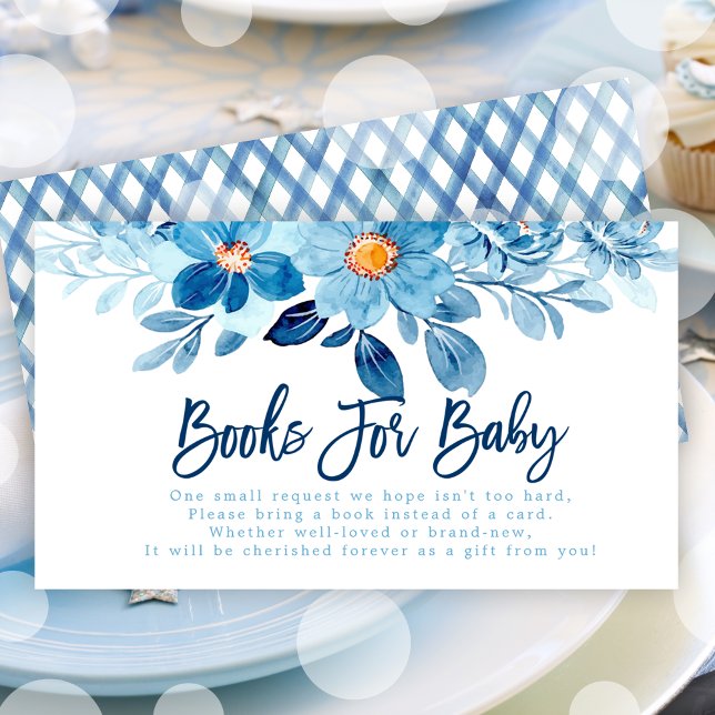 Blue Watercolor Baby Shower Book Request  Enclosure Card (Blue Watercolor Baby Shower Book Request Enclosure Card)