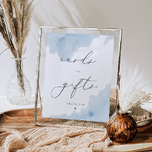 Blue Watercolor Baby Shower Cards & Gifts Sign 