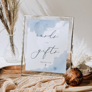 Blue Watercolor Baby Shower Cards & Gifts Sign 