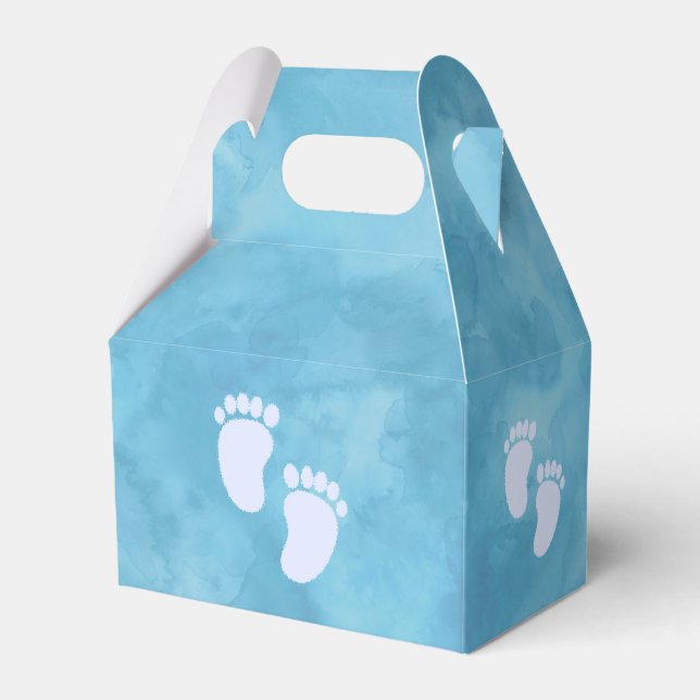 Blue Watercolor Baby Shower Custom Favour Box (Front Side)