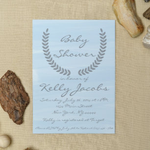 Blue Watercolor Baby Shower Invitation