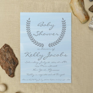 Blue Watercolor Baby Shower Invitation