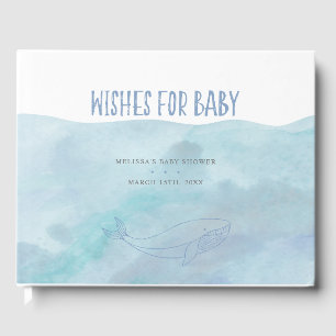 Blue Watercolor Baby Shower Nautical Guest Book